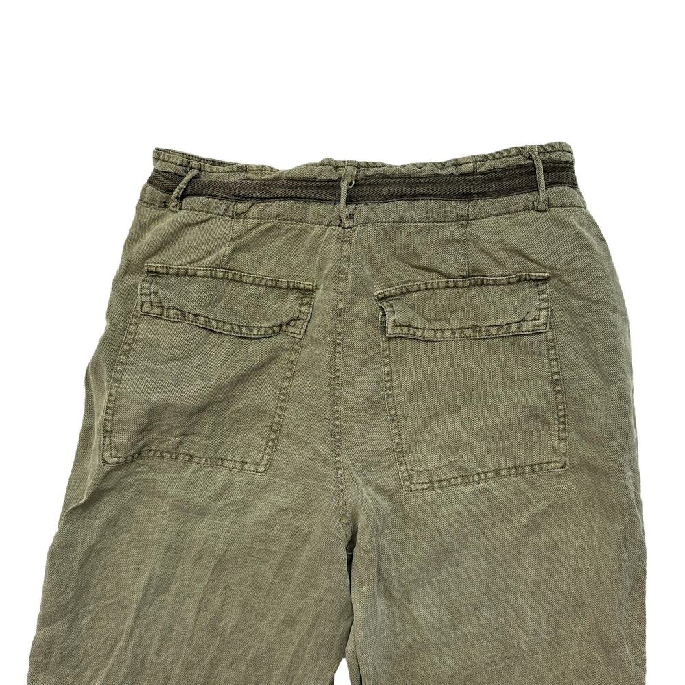 C&C CALIFORNIA Sage Green Linen Lyocell Wide Leg Crop Pants Size 6 Flap Pocket - Picture 4 of 8
